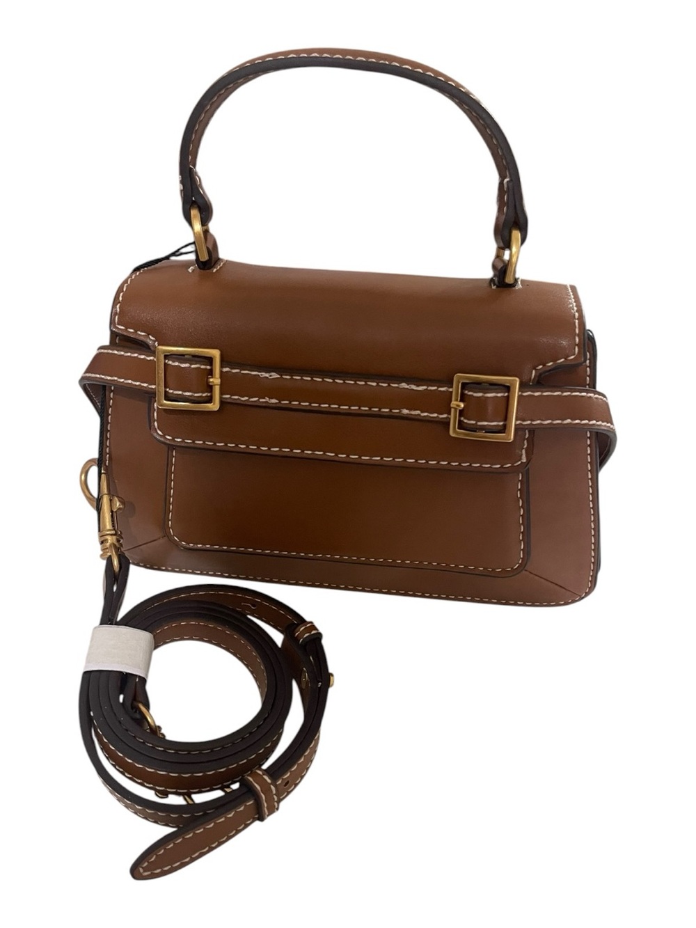 ZARA Mini City Buckle Crossbody Satchel Camel Brown Top Handle NWT - Picture 10 of 10